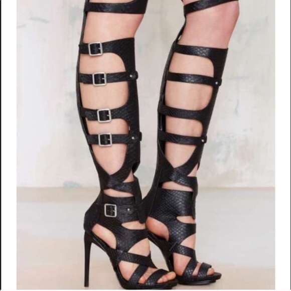 over the knee strappy heels